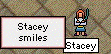 Stacey smiles.